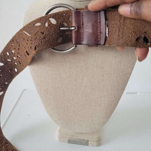 Women's Rustic Leather Belt with Silver Buckle - Picture 3 of 10